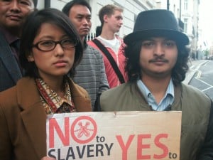 Model and activist Gaumaya Gurung with Shreya Paudel