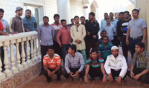 Picture of the sit-in at the Bangladeshi embassy in Kuwait (Kuwait Times)